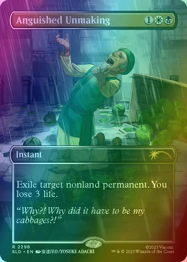 Anguished unmaking 2298 – Magic Anguished Unmaking [2298] [Borderless] [My cabbages!] [Secret Lair Drop] [Foil]