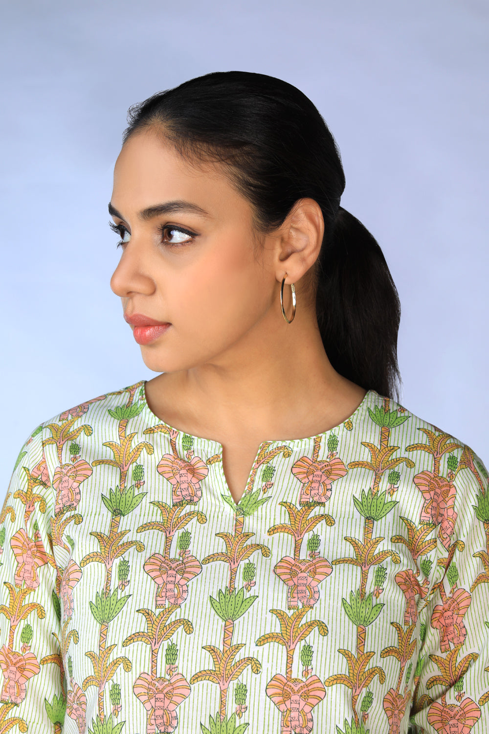 Kalanjali Ethnics Handblock printed Kurti and pants set - view 2
