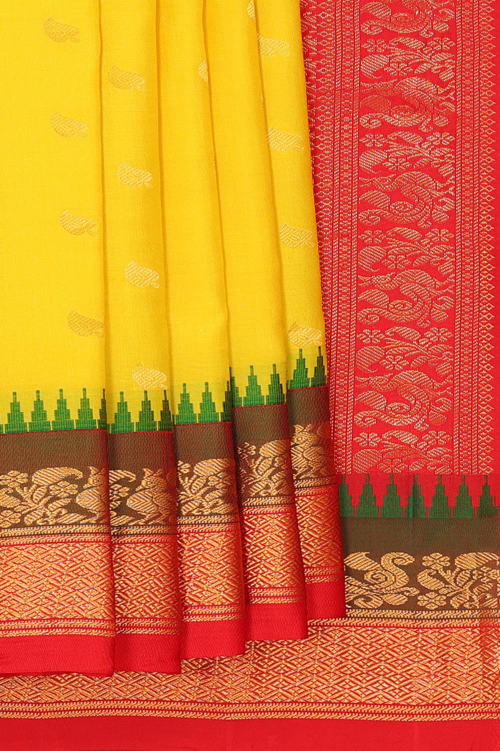 Kalanjali Gadwal Silk Yellow Saree – Women's