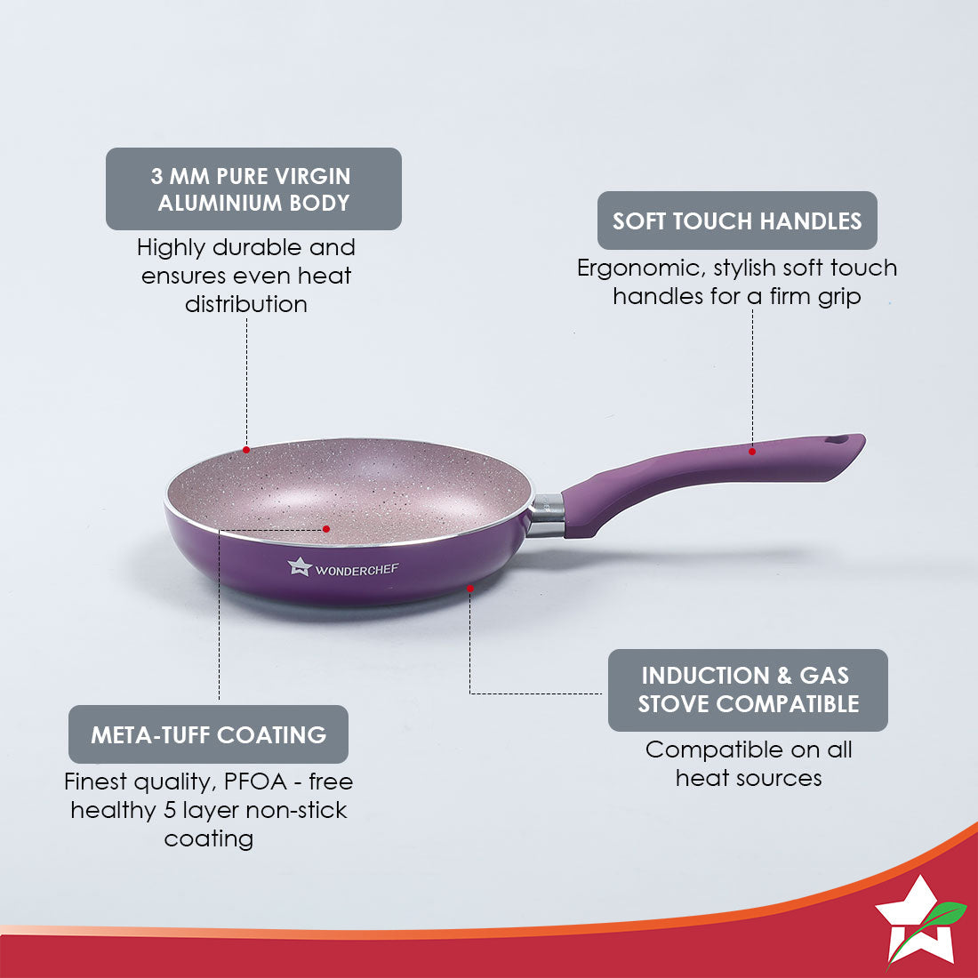 Wonderchef Royal Velvet 20 cm Non-Stick Fry Pan with Induction Bottom - view 2
