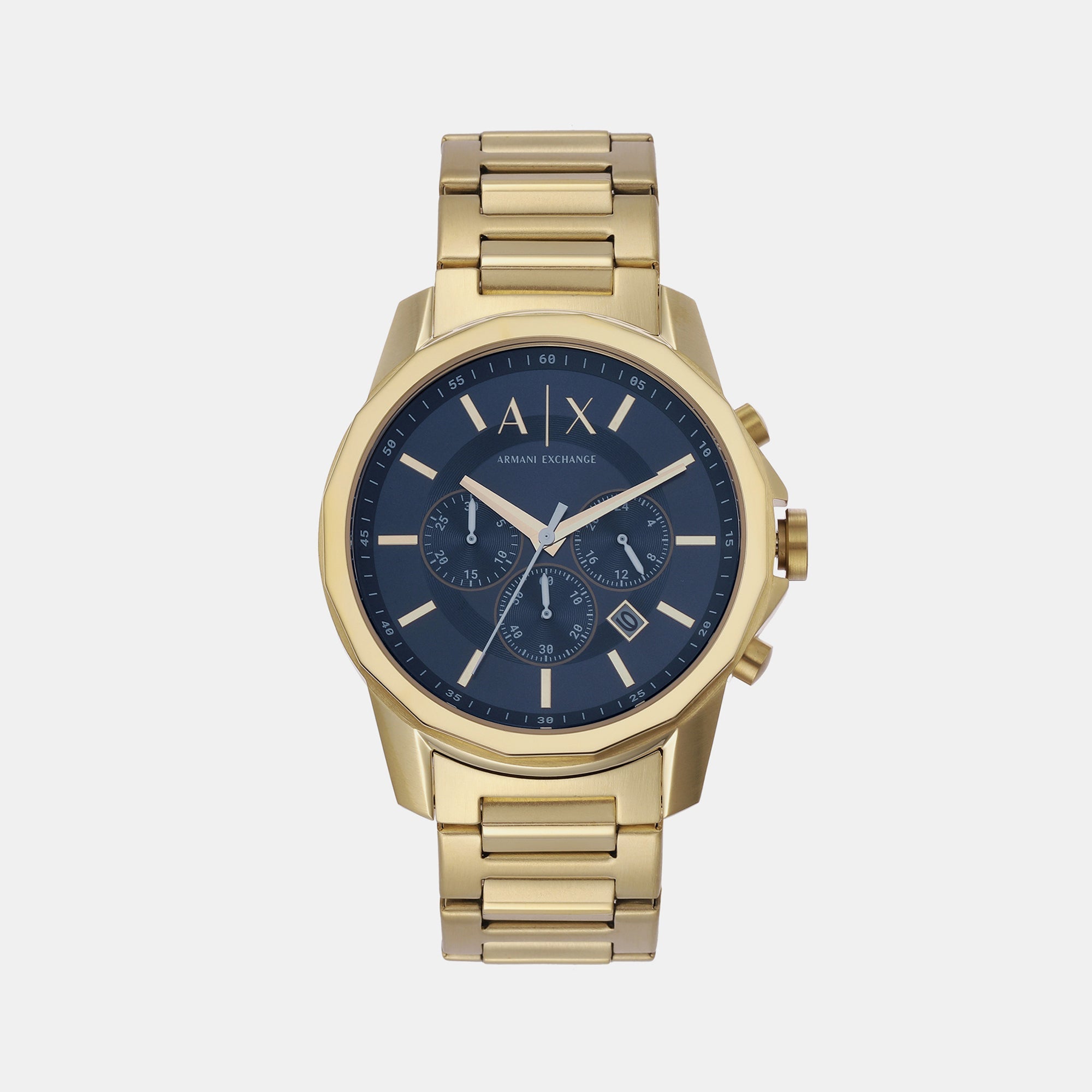 Armani Exchange Banks Men Quartz Blue Dial Chronograph Stainless Steel Watch AX7151SET