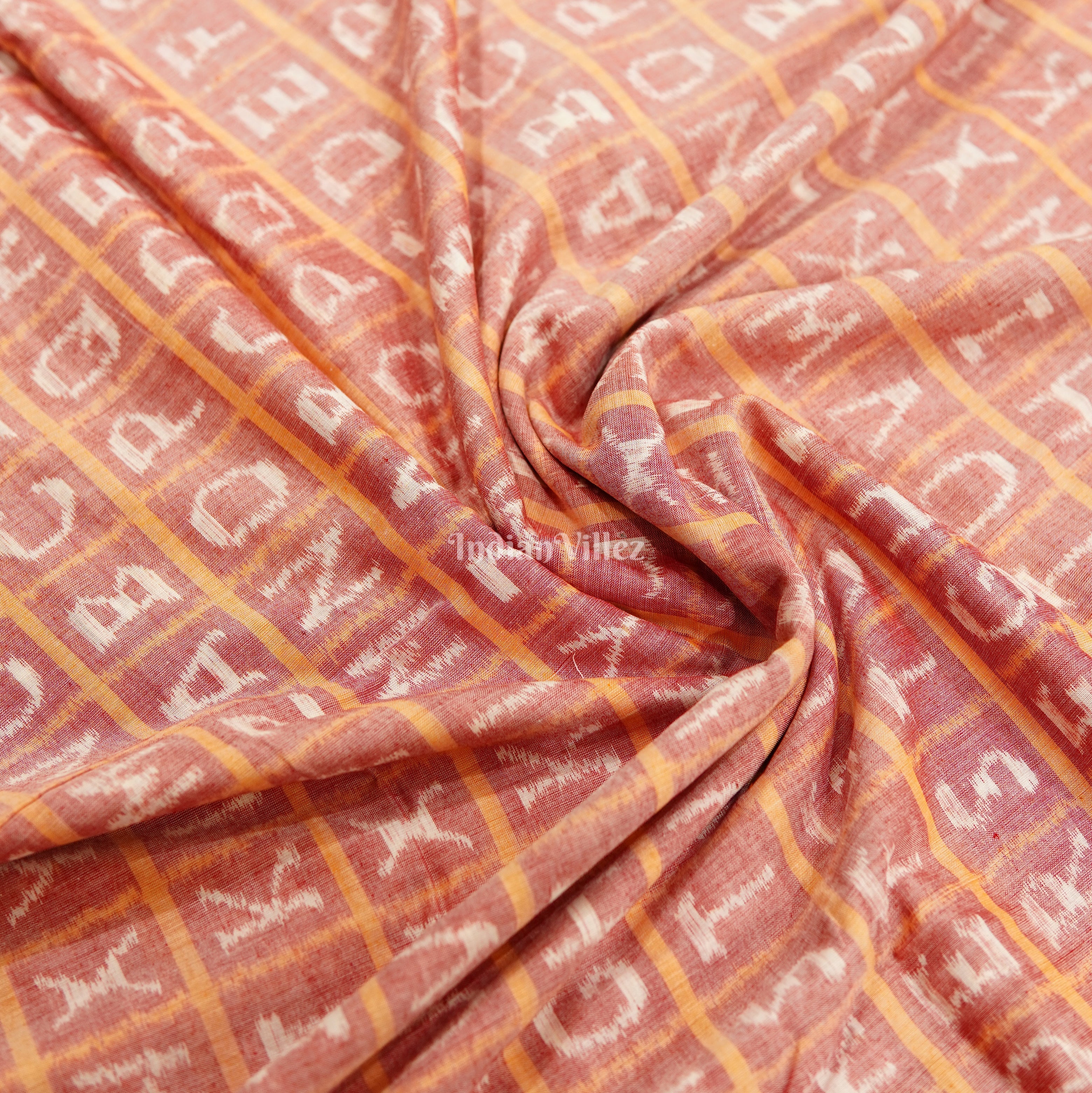 IndianVillèz English Alphabet With Geometric symbols Sambalpuri Cotton Fabric