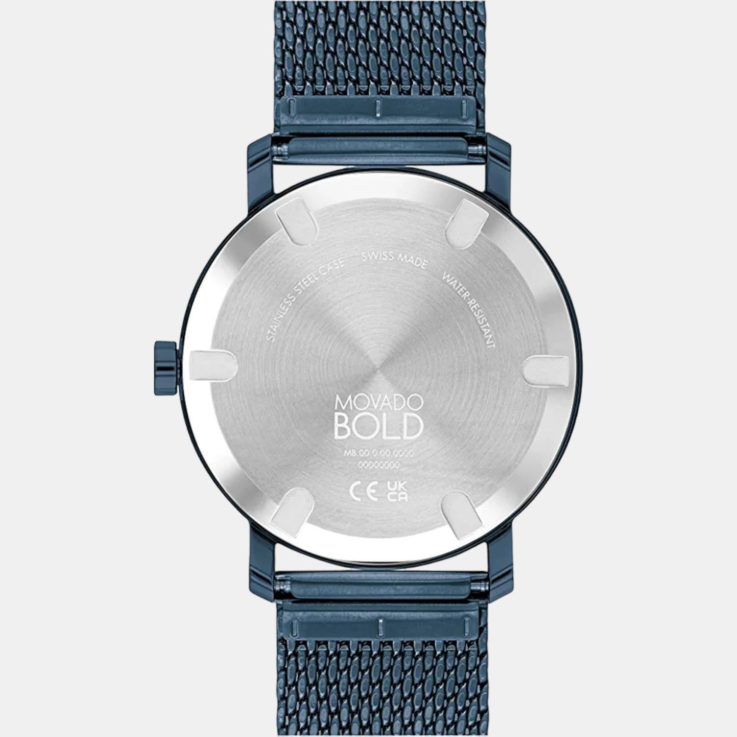 Movado Bold Evolution Men Quartz Blue Dial Analog Stainless Steel Watch 3600793 - view 3