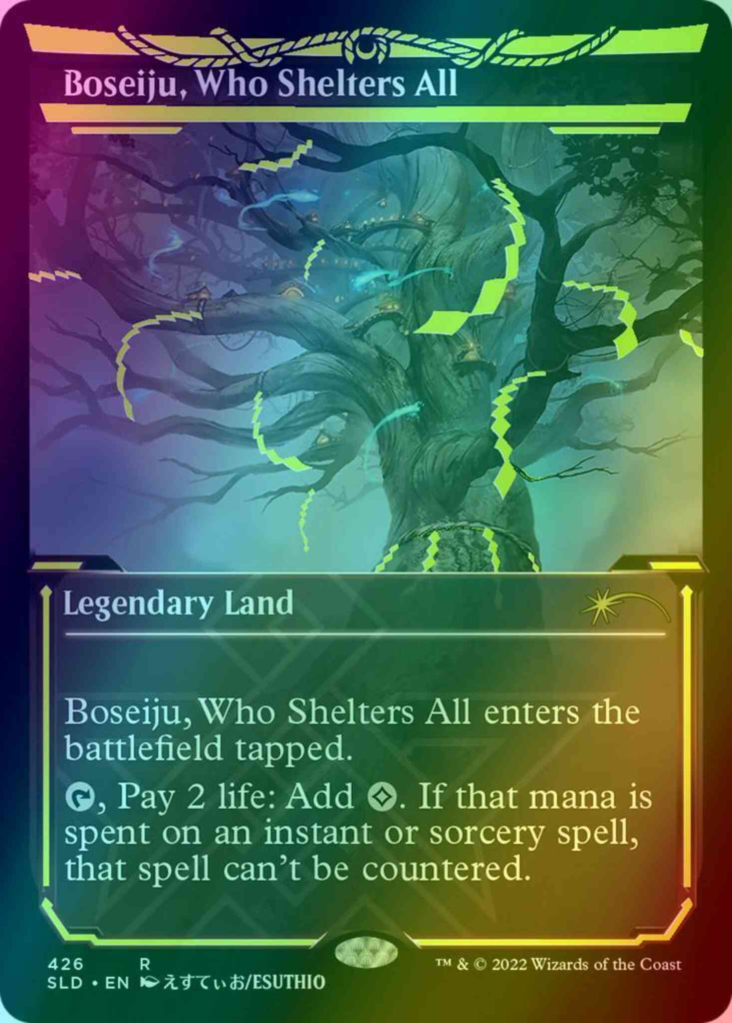 Boseiju who shelters – Magic Boseiju, Who Shelters All [0426] [Neon Ink Showcase] [Showcase: Neon Dynasty] [Secret Lair Drop] [Foil]
