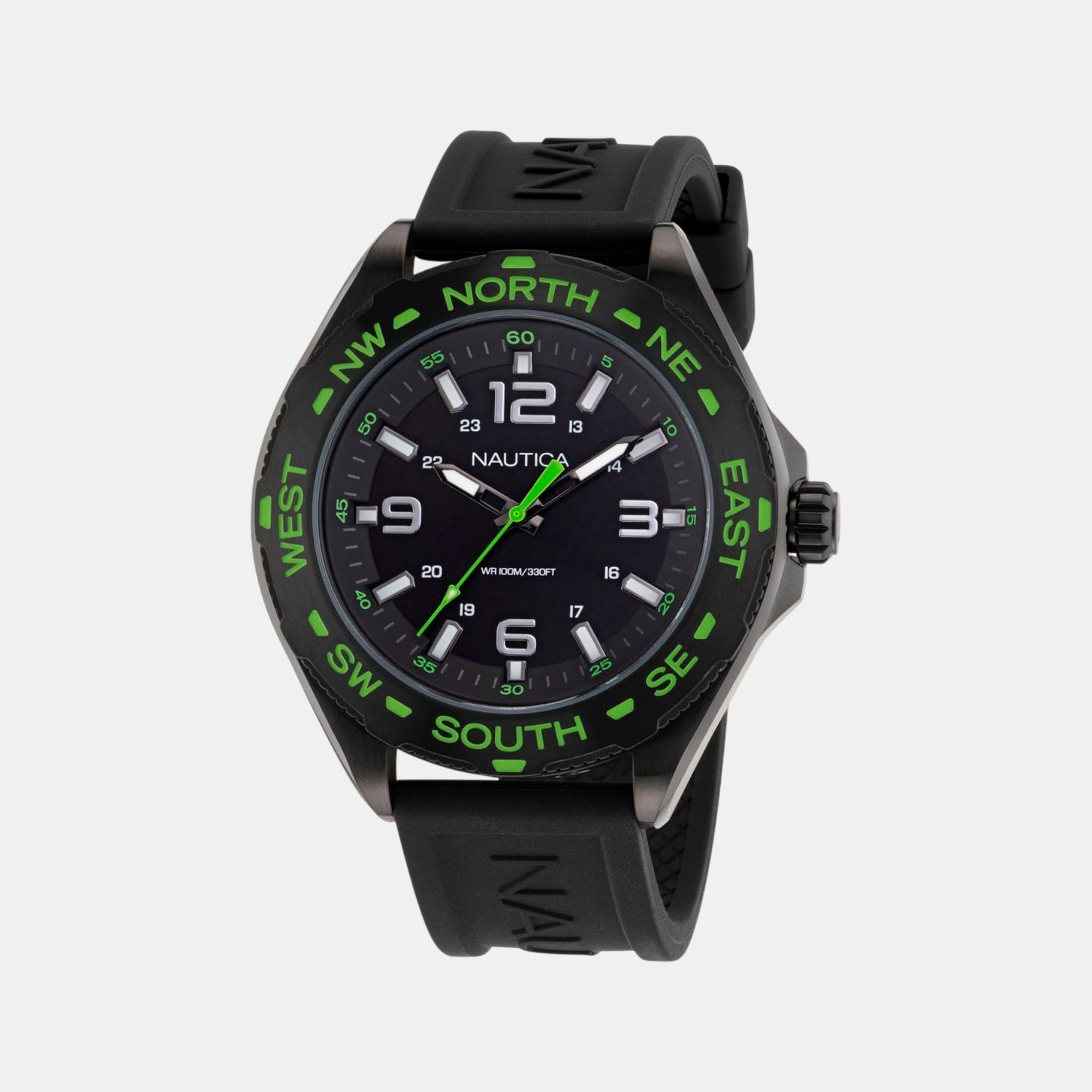 Nautica Clearwater Beach Men Quartz Black Dial Analog Silicone Watch NAPCWS303