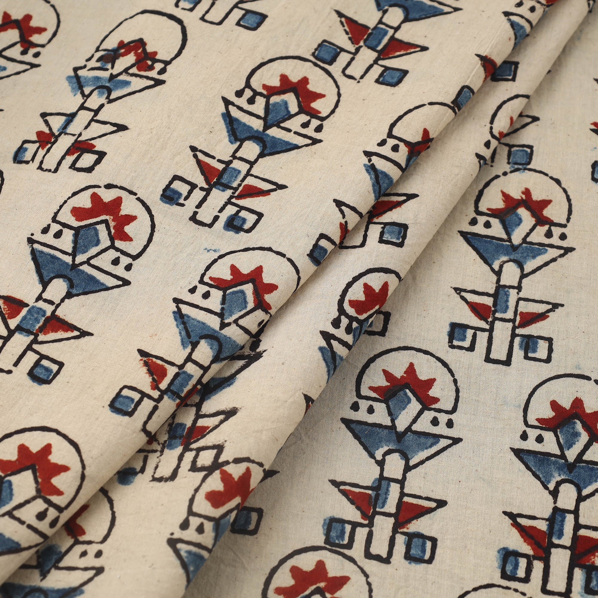 KACHCHH JI CHHAAP Beige - Block Print Cotton Natural Dyed Ajrakh Fabric 51 - view 2