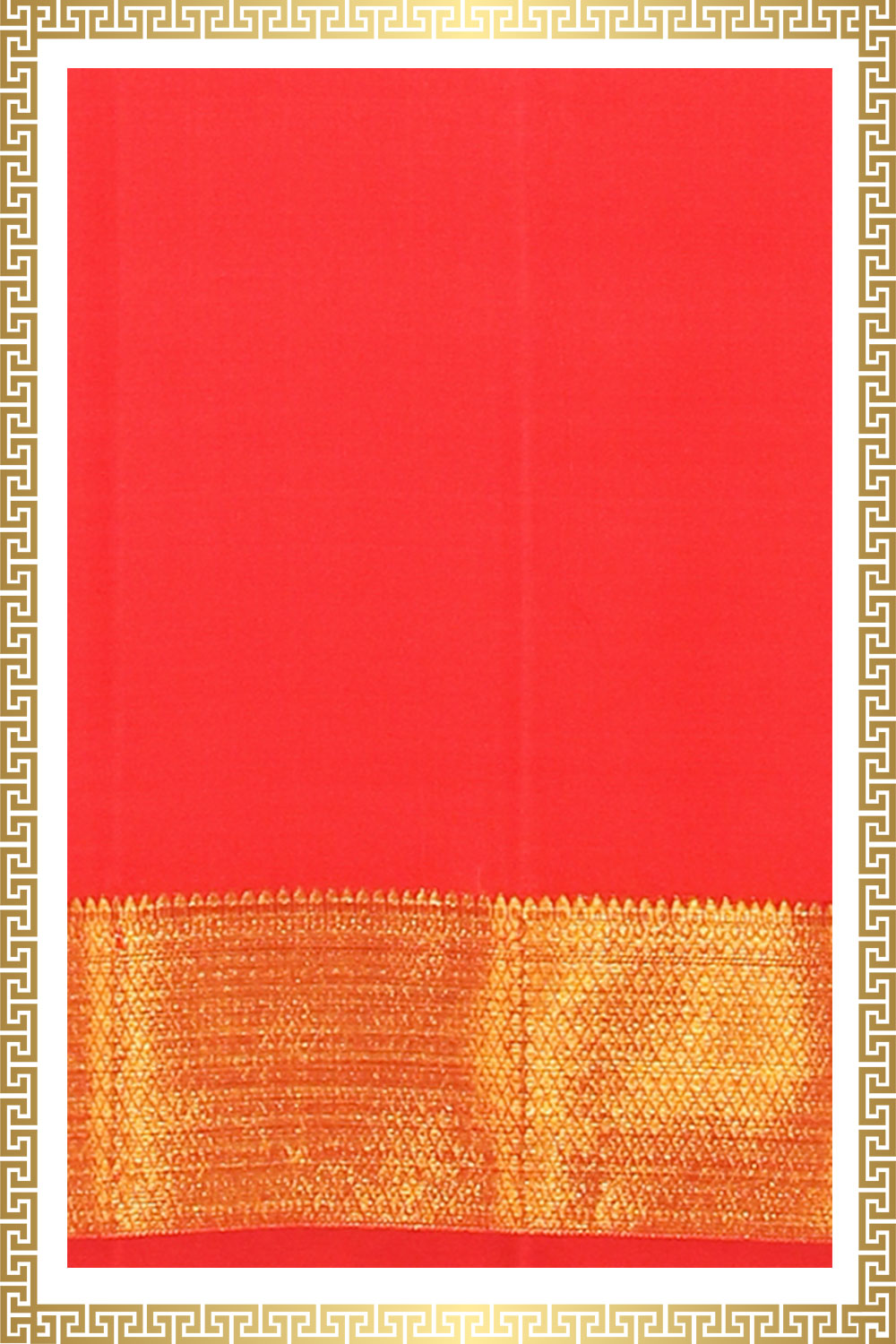 Kalanjali Kanchi Silk Coral-Red Traditional Dhoti With Kanduva (8 X 4)