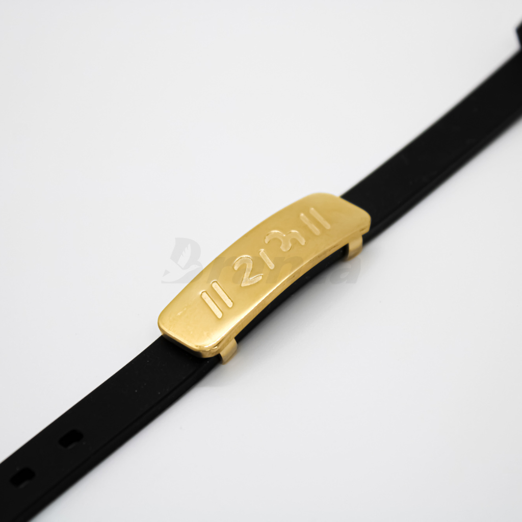 Branta Ram Shiny Silicon Belt Men's Gold Bracelet