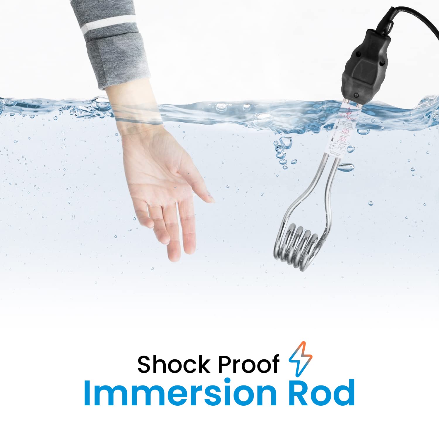 Candes Magic Shock-Proof & Water-Proof 2000 W Immersion Heater Rod (Black) - view 5