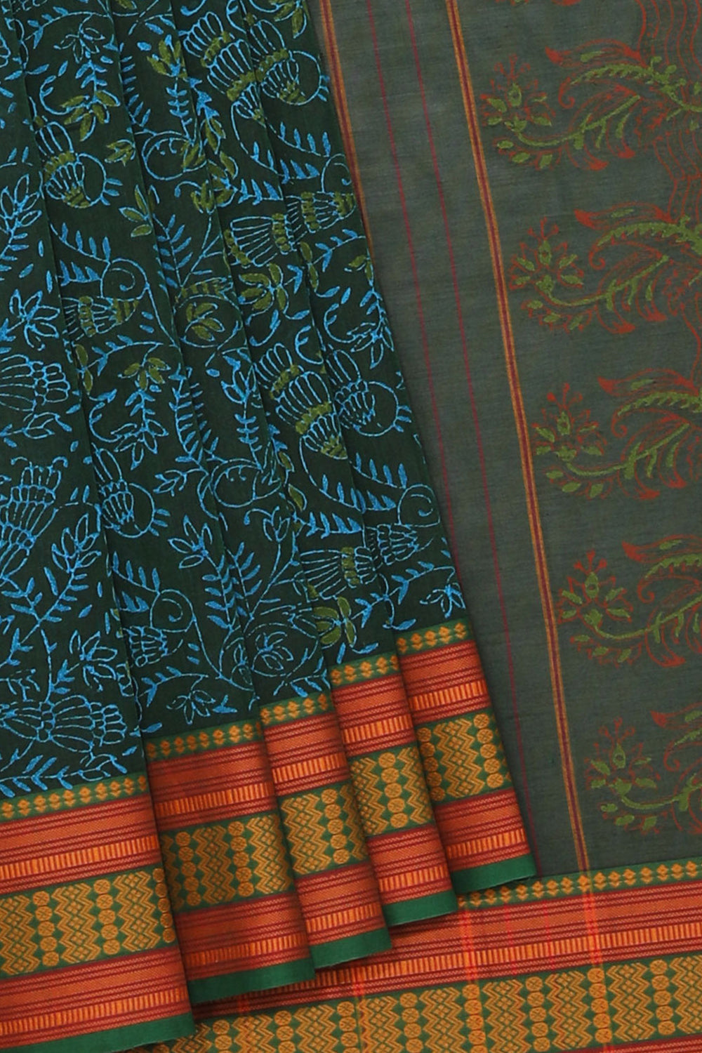 Kalanjali Ethnics Hand block printed cotton saree