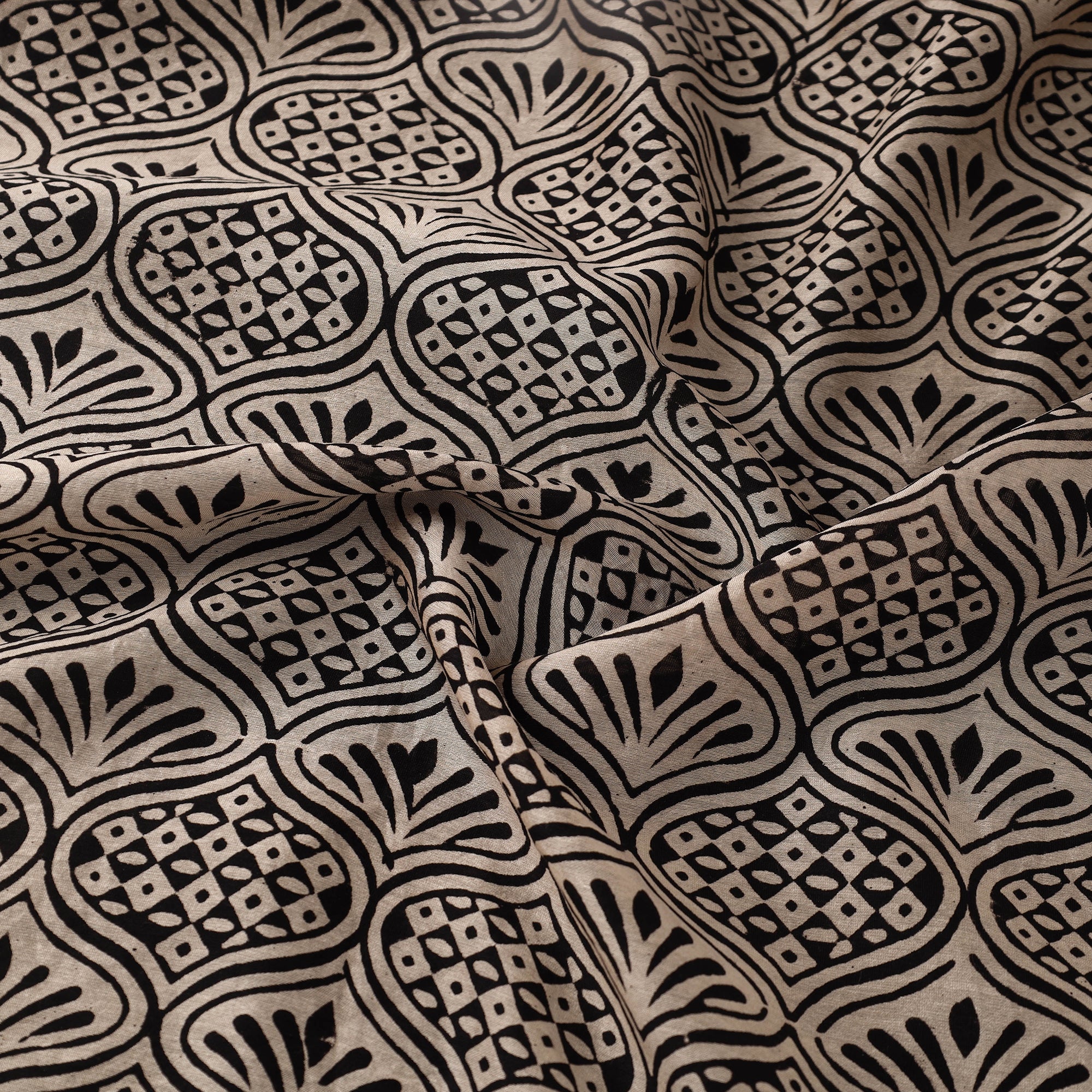 HAVELI CHRONICLES Beige - Hand Block Print Chanderi Silk Bagru Fabric 03 - view 3