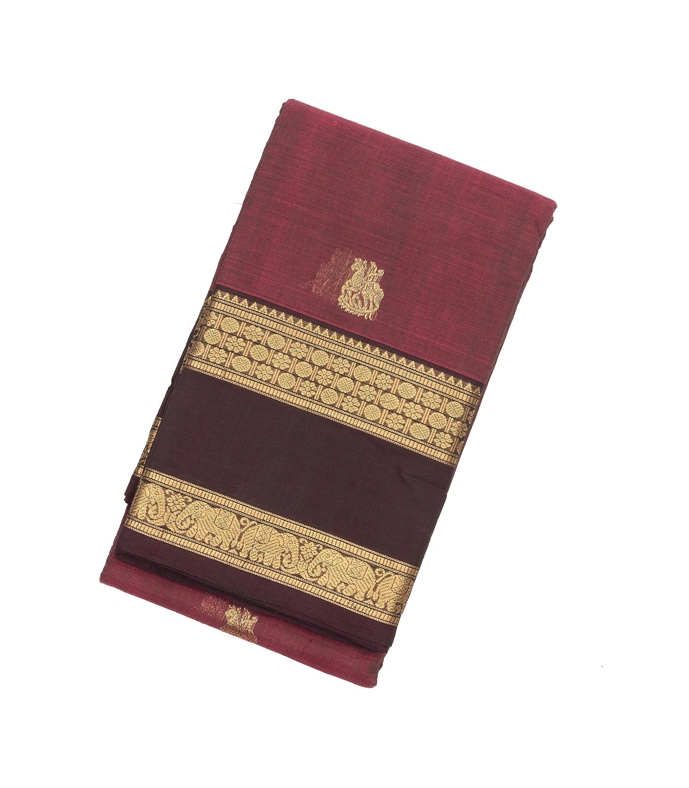 RmKV Dusty Pink Handloom Kanchi Cotton Saree With Horse Buttas