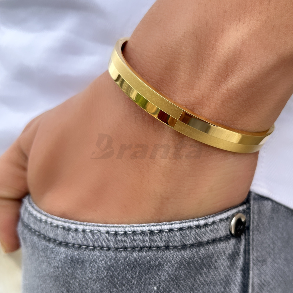 Branta Matt and Shiny Men's Gold Bracelet