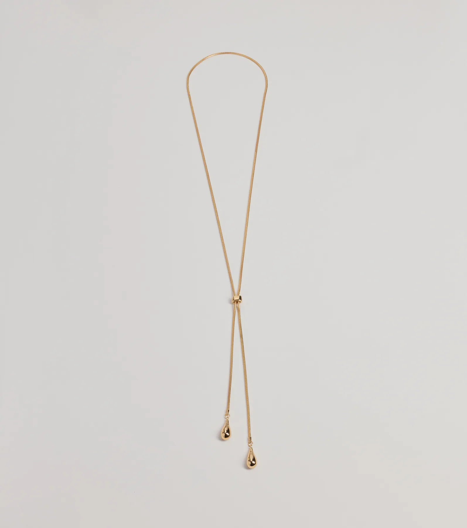 Windsor Sleek Teardrop Charm Lariat Necklace – GOLD