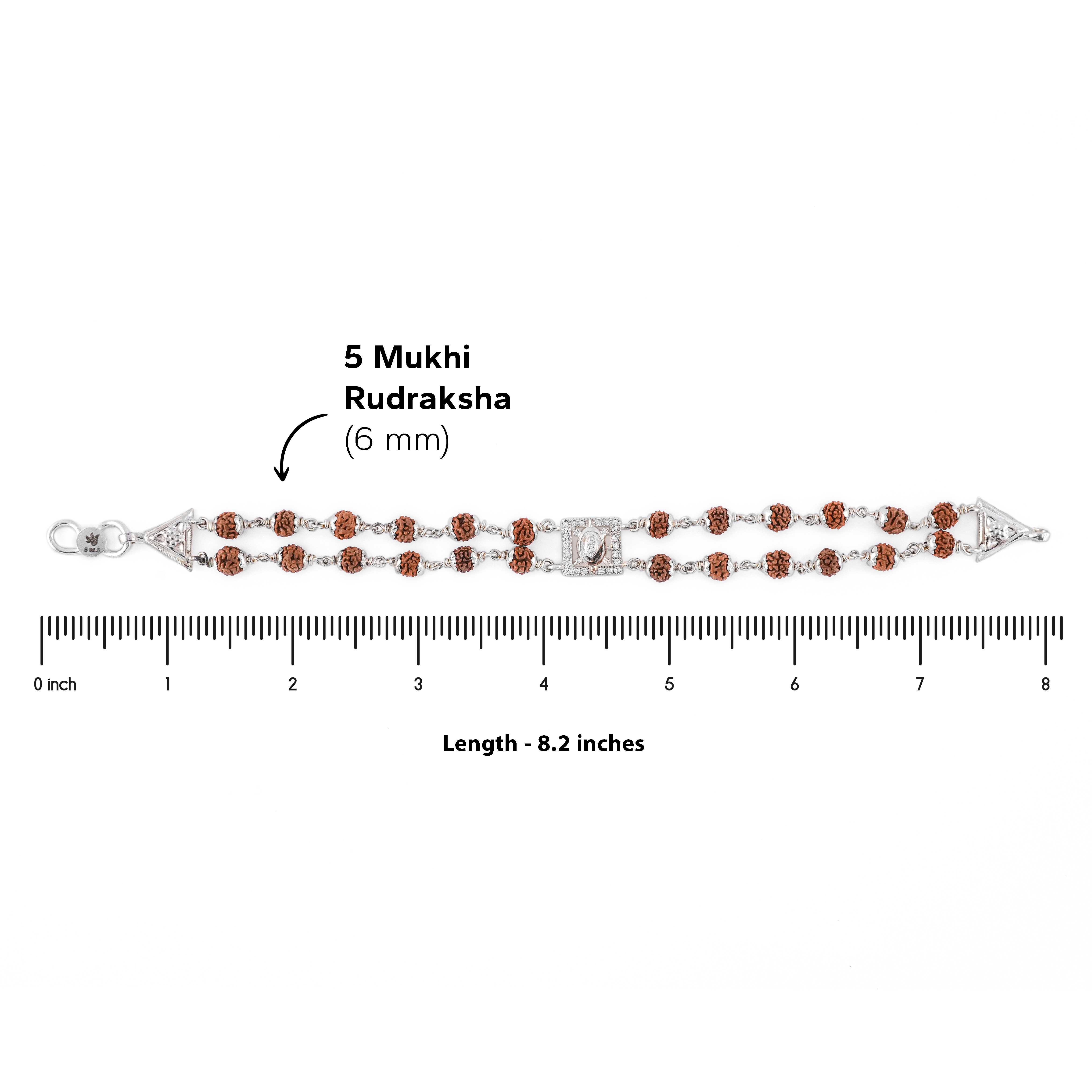 Prinjal Jewellers Rudraksha Silver Tortoise Symbol double line Bracelet - view 6