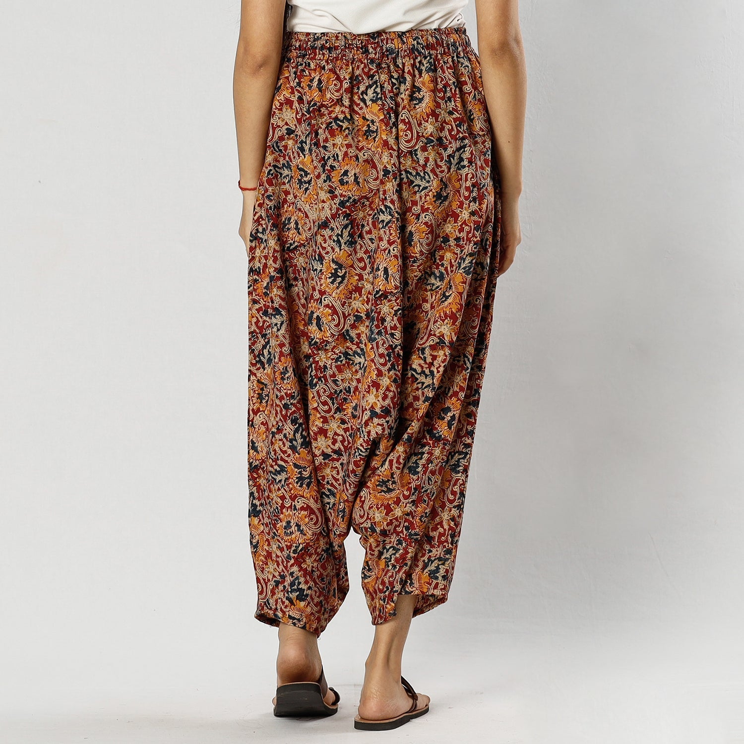 ITOKRI CASUALS Red - Pedana Kalamkari Block Print Cotton Harem Pant (Free Size) - view 5