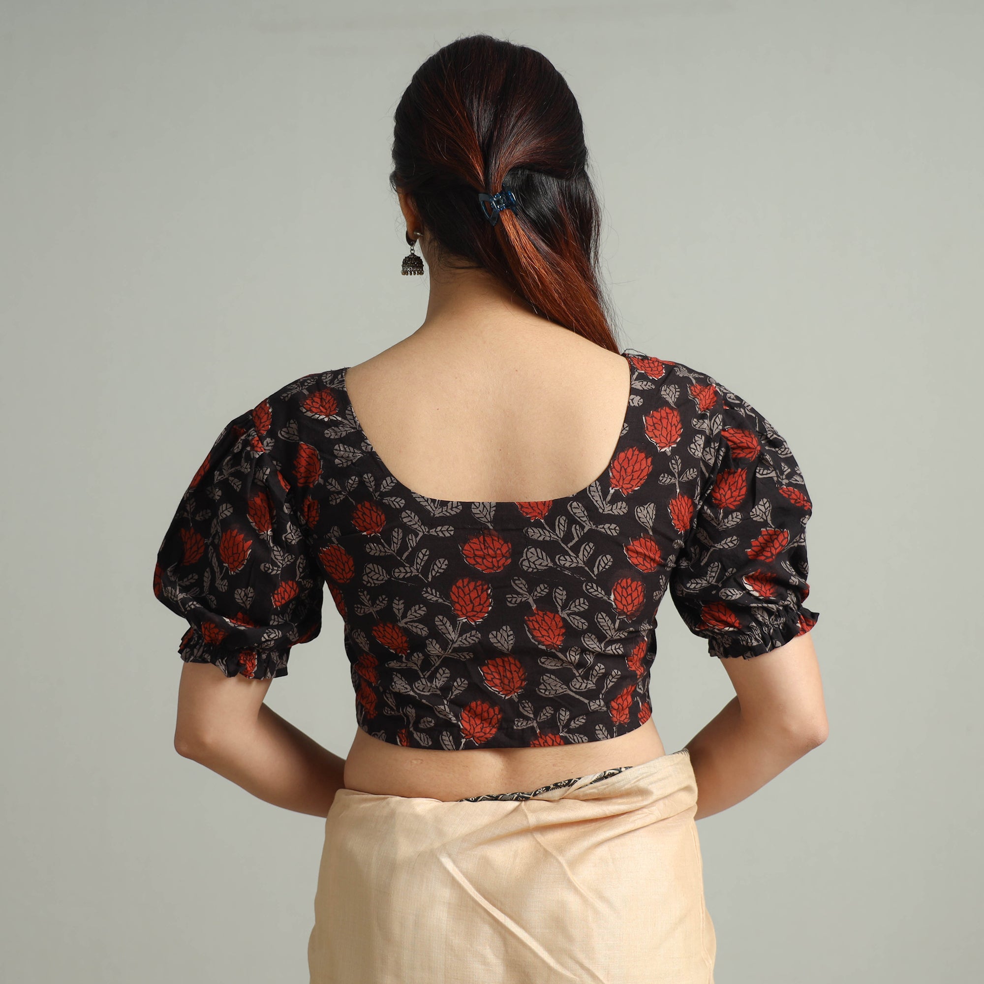 ITOKRI CASUALS Black - Bagru Block Printed Cotton Stitched Blouse 01 - view 6