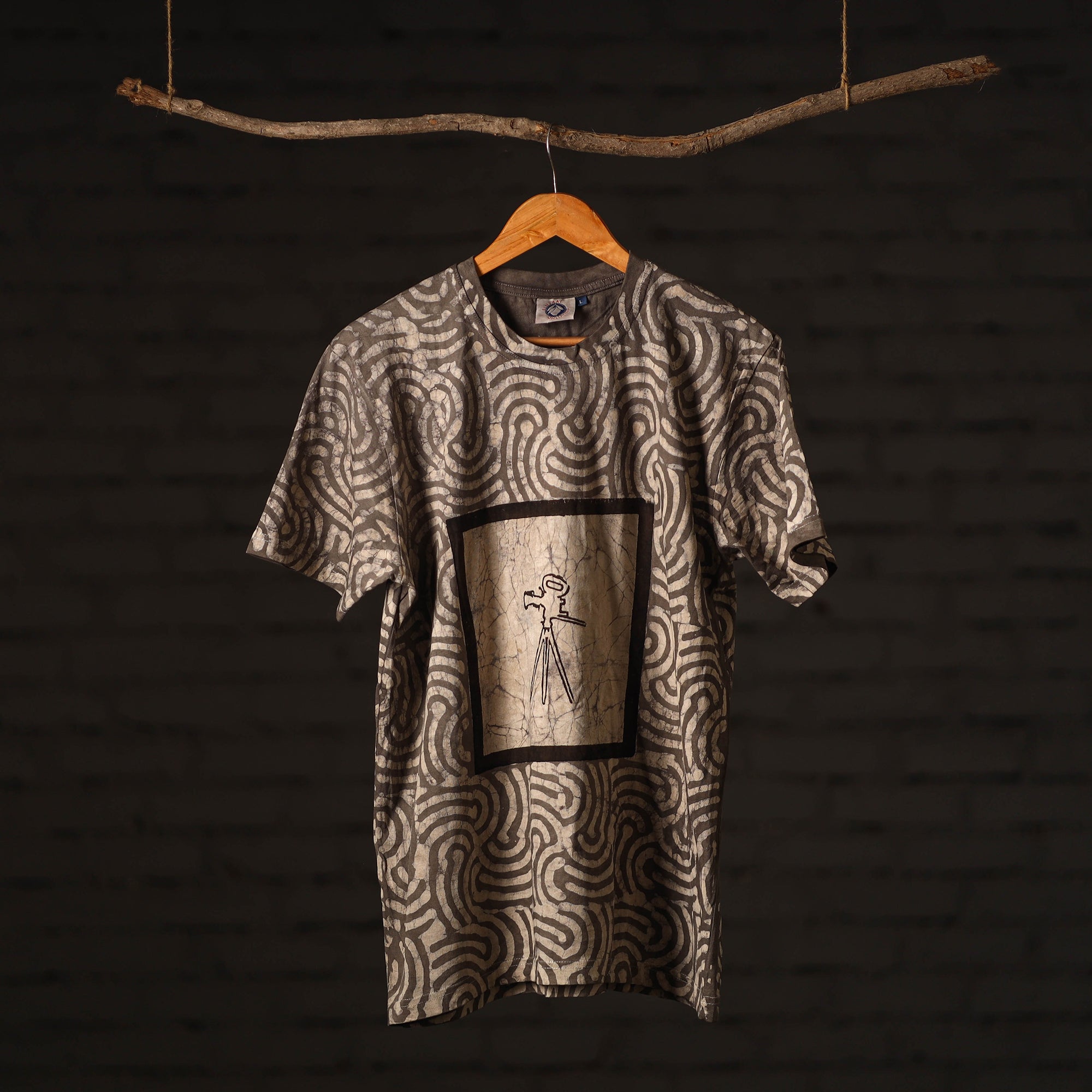 BINDAAS UNLIMITED Beige - Brown - Bindaas Block Art Printed Cotton Round Neck T-shirt