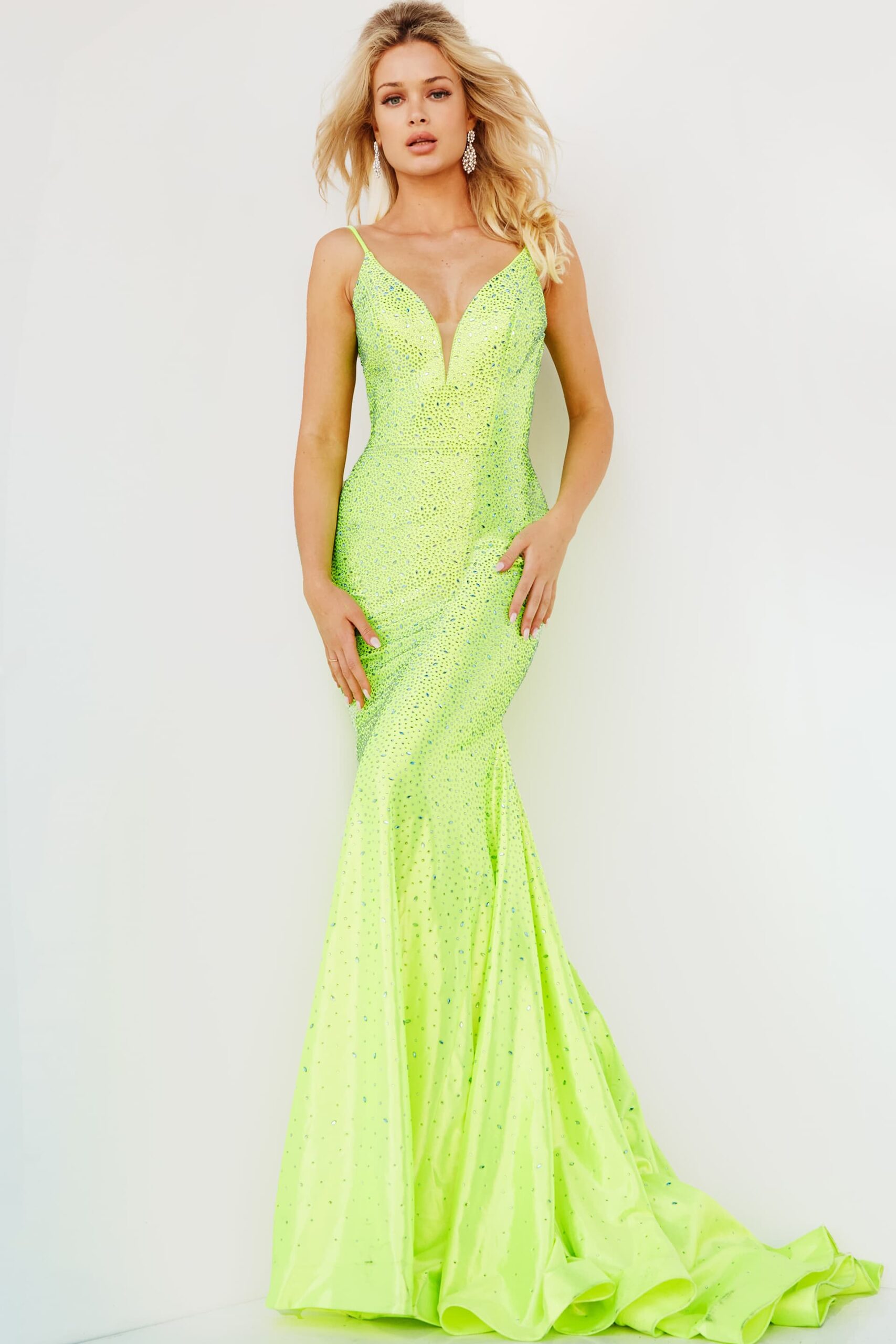 Taffeta Beaded Fitted Sleeveless Gown by Jovani 08157 - view 8
