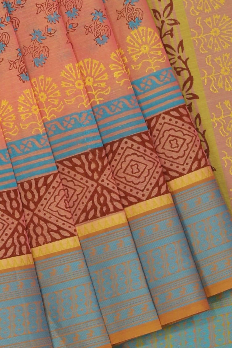 Kalanjali Ethnics Hand block printed cotton saree