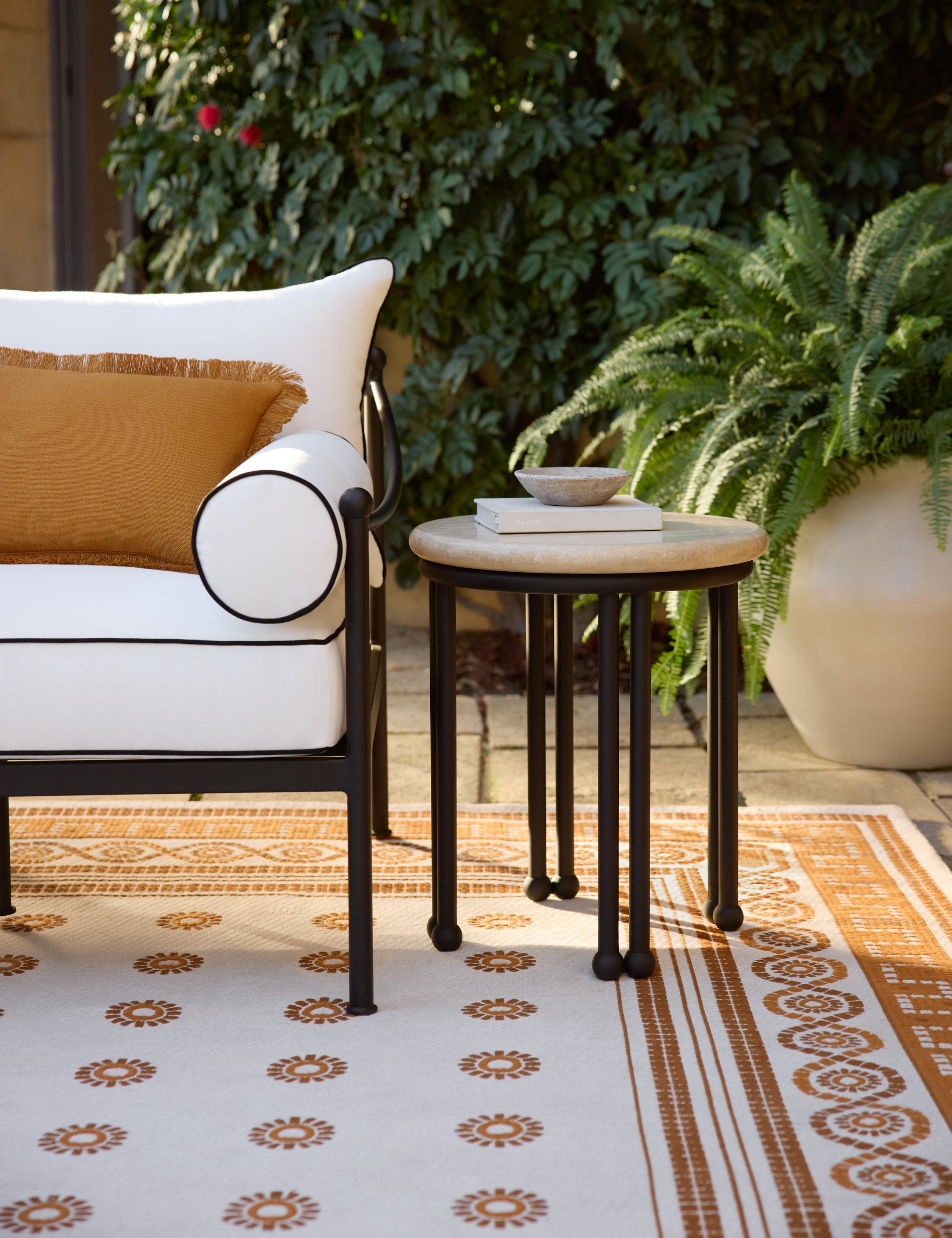 Lulu and Georgia Lanata Outdoor Side Table – Travertine - view 2