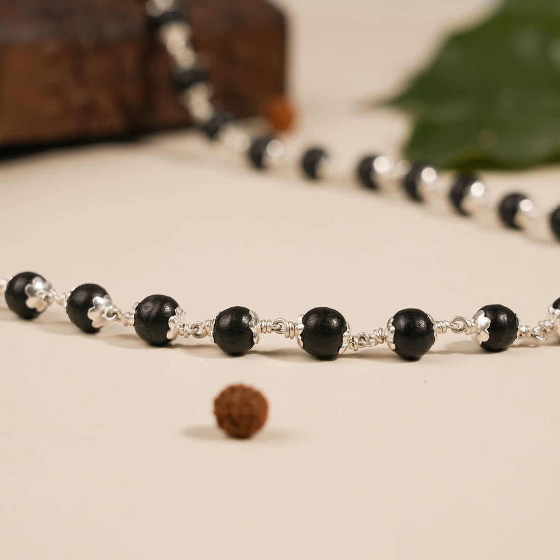 Prinjal Jewellers Karungali Beads Silver Mala