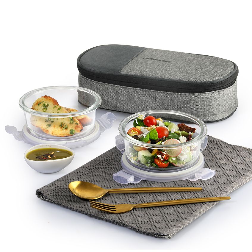 Cello Delighta Borosilicate Glass Lunch Box with Jacket, Round - view 3