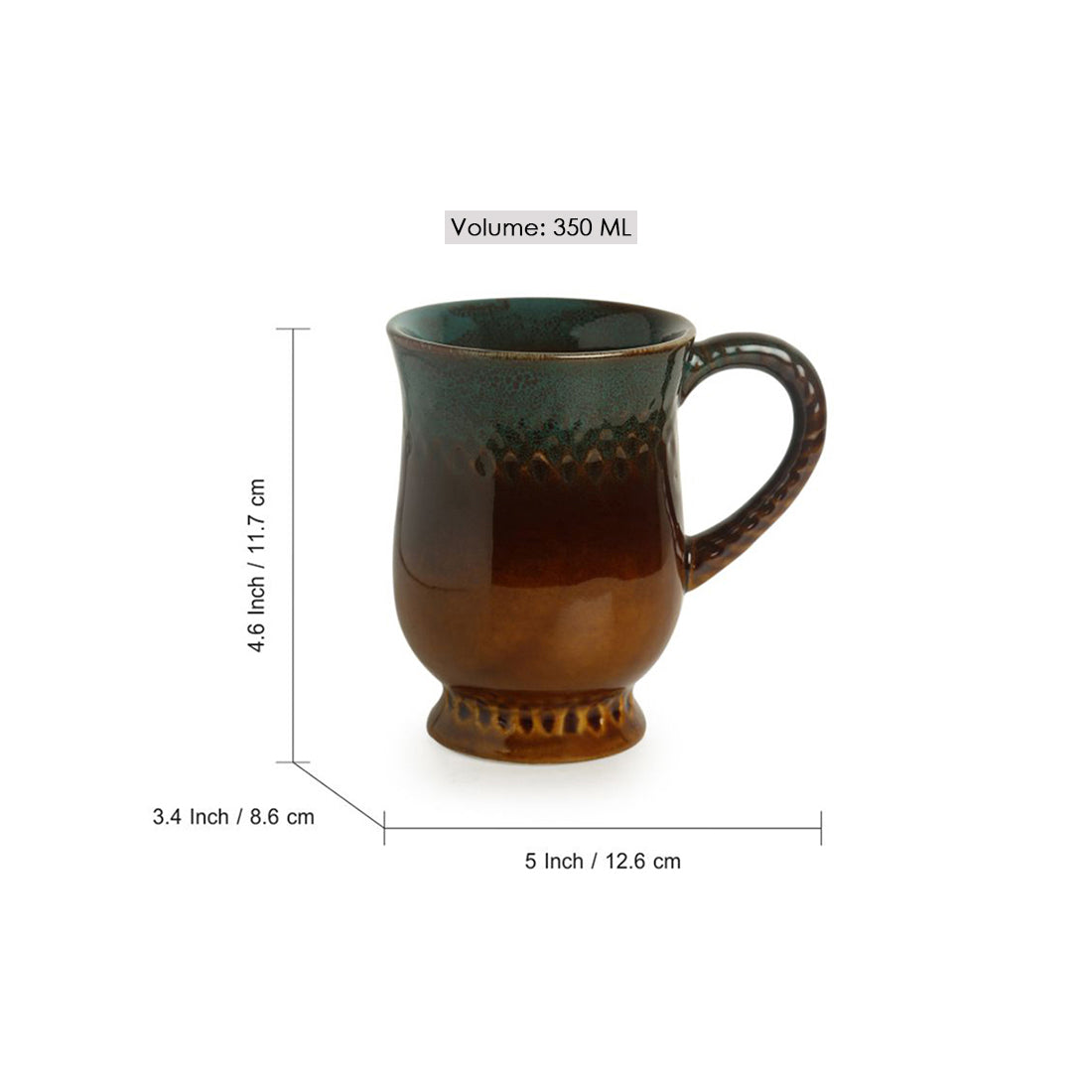EXCLUSIVELANE 'Amber & Teal' Studio Pottery Tea & Coffee Mug In Ceramic (350ML, Microwave Safe) - view 4