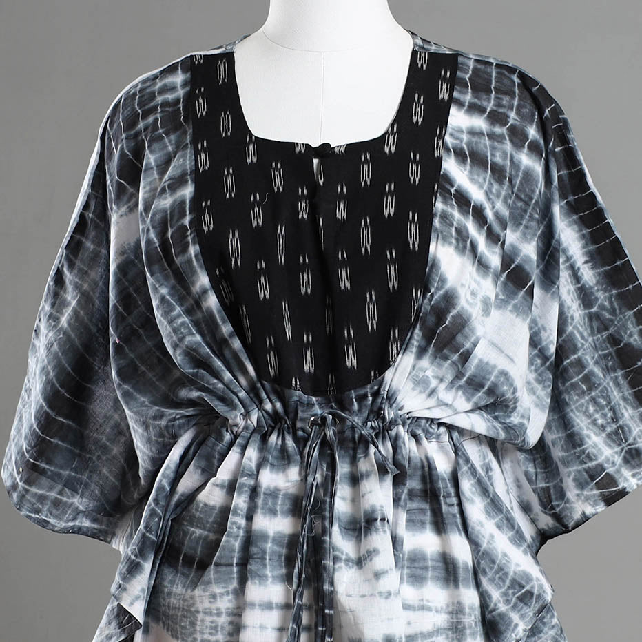 ITOKRI CASUALS Black - Shibori Tie-Dye Cotton Kaftan with Tie-Up Waist (Medium) - view 2