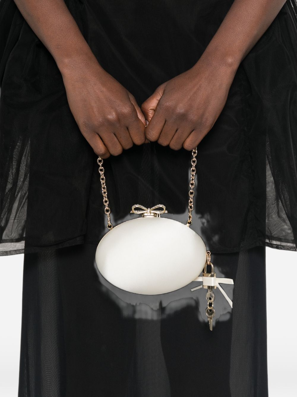 Self-Portrait Bow Satin Oval Clutch – Polyester 100 % - view 4