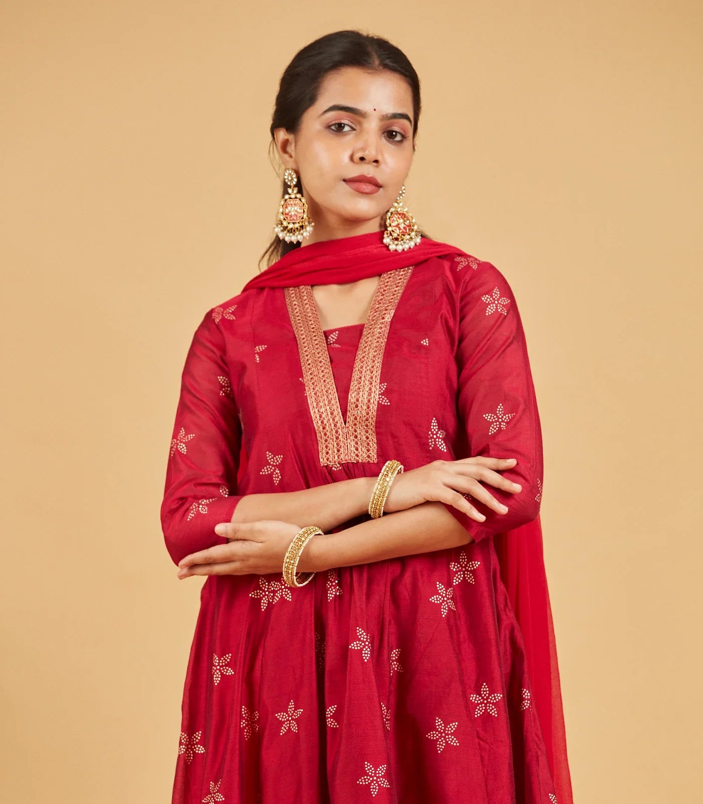 RmKV Magenta Red Festive Kurta Set With Matching Dupatta - view 2