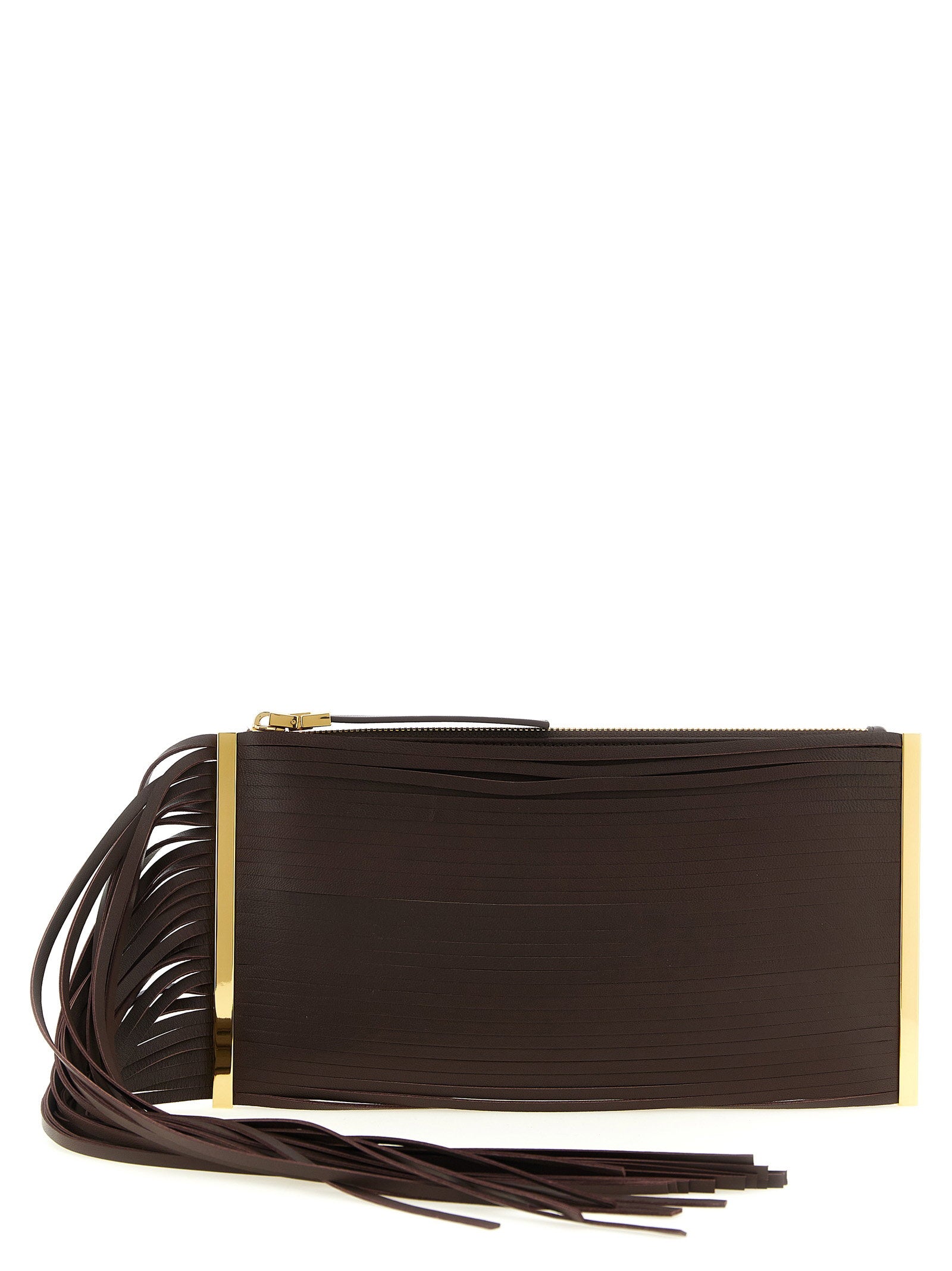 Elisabetta Franchi Fringed Clutch – 100% leather