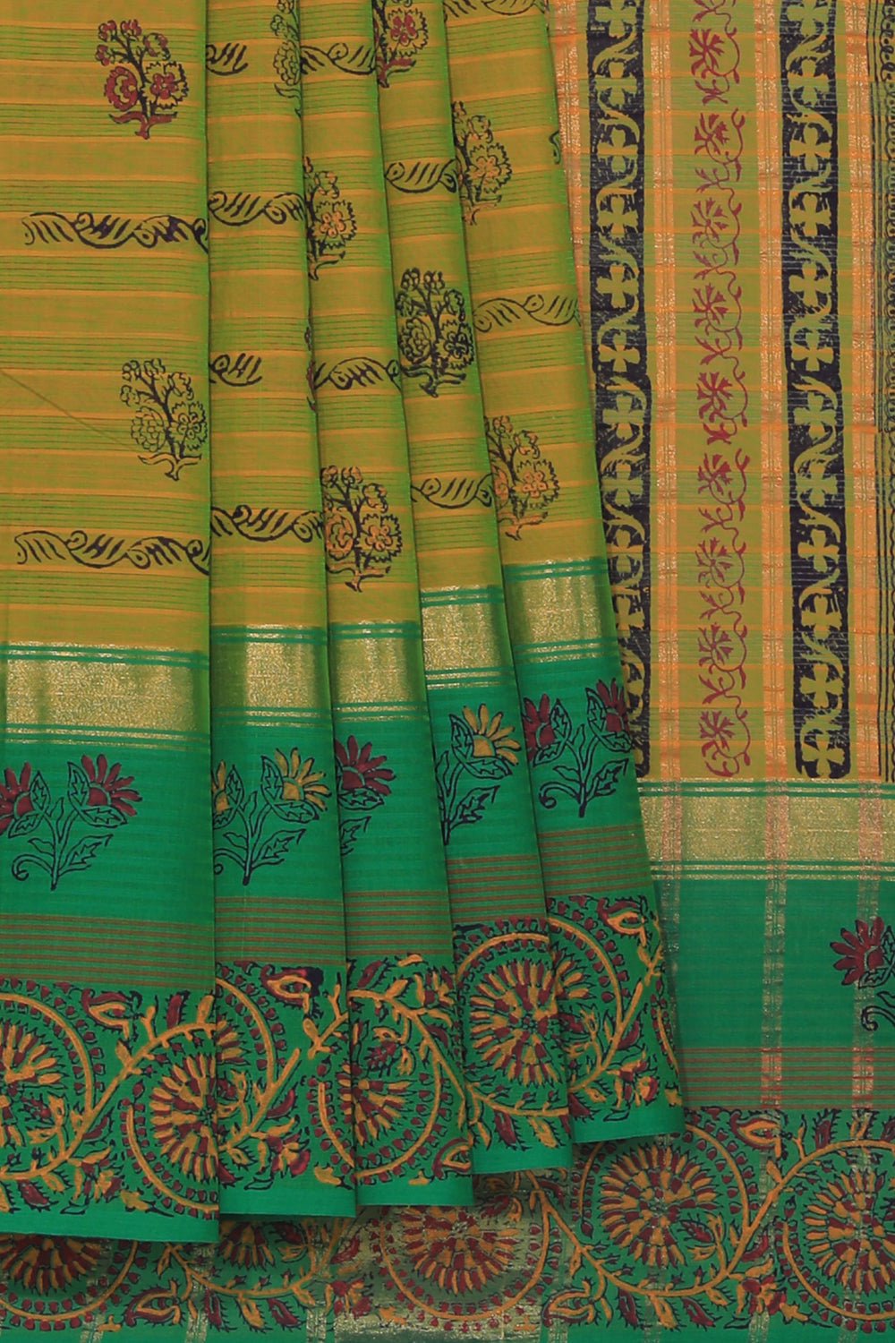 Kalanjali Ethnics Hand block printed cotton saree - view 2