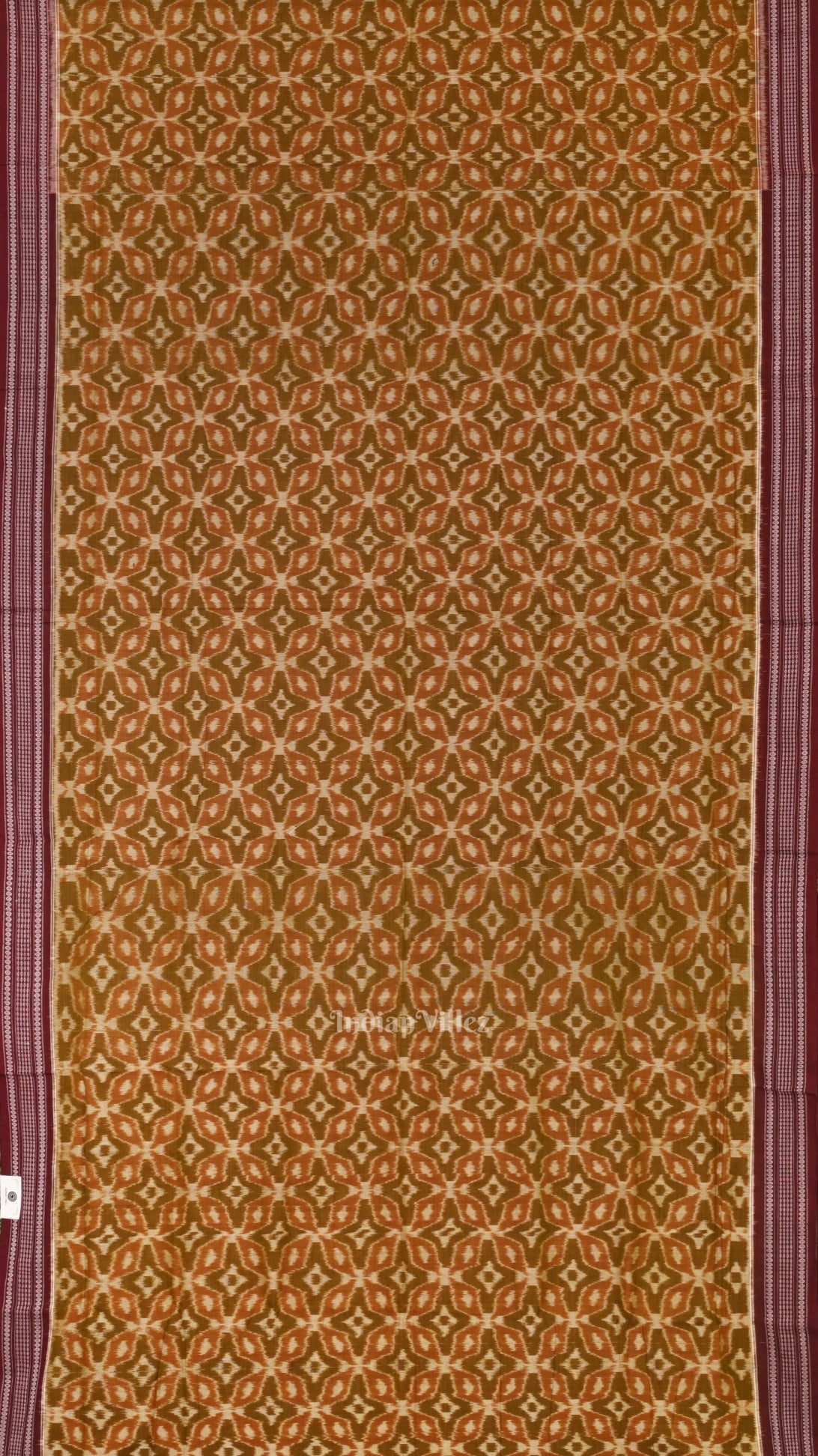 IndianVillèz Mehendi green Maroon Odisha Ikat Sambalpuri Pure Cotton Saree - view 3