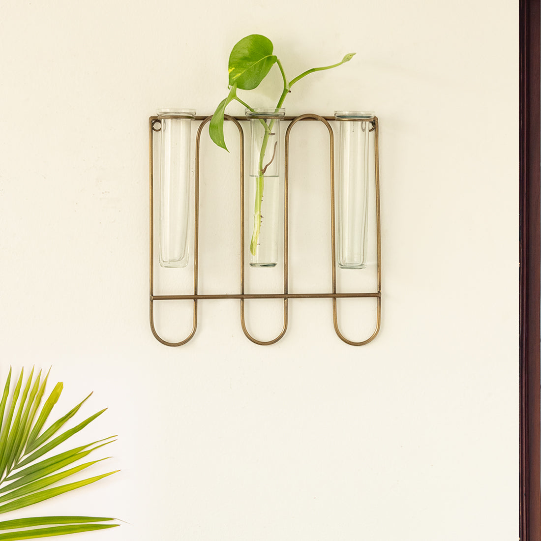 EXCLUSIVELANE 'Modern Glass Garden' Test Tube Wall Planter/Vases (10 Inch, Golden)