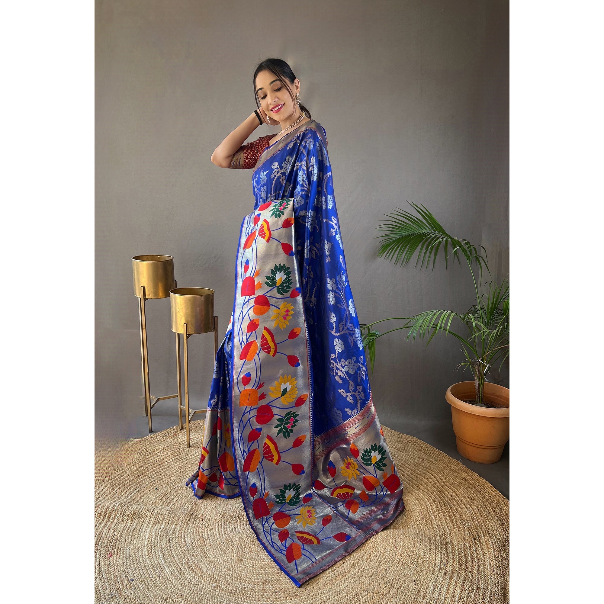 TASARIKA COUTURE Blue - Geeta Violet Paithani Silk Handwork Saree - view 2
