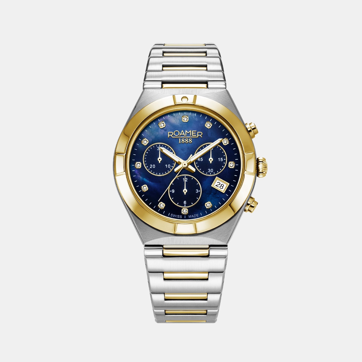 Roamer Eos Women Quartz Blue Mother Of Pearl Dial Chronograph Stainless Steel Watch 987837 47 40 20