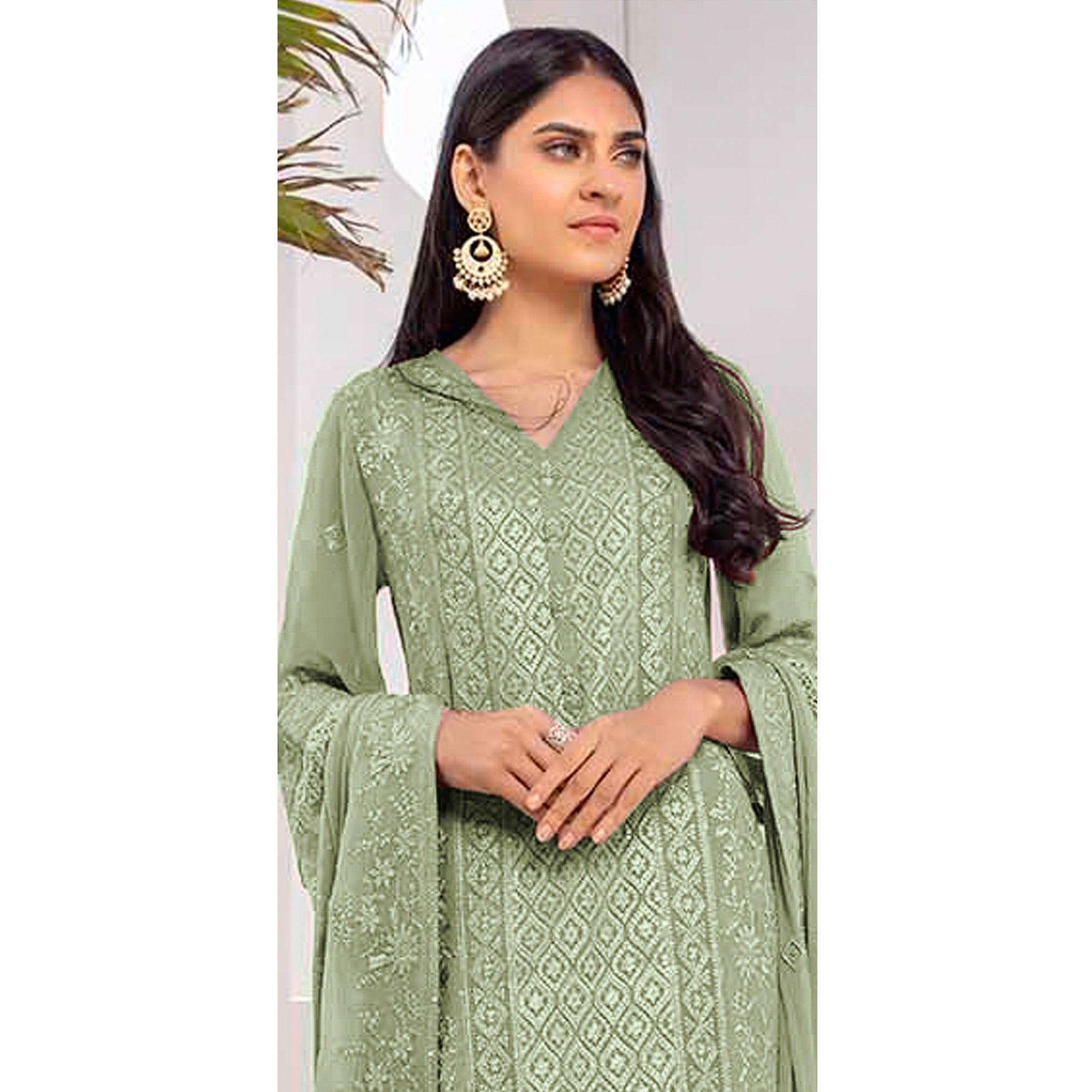 BlackTree green-embroidered-georgette-pakistani-suit-145083 - view 4
