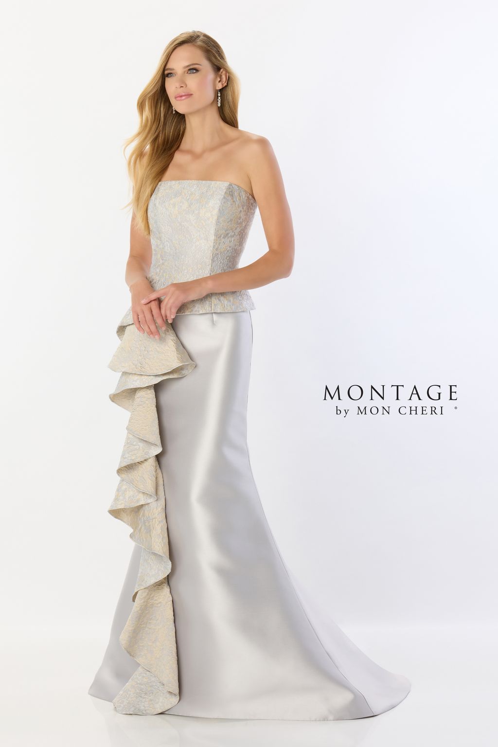 Montage M2228 Long Mermaid Gown Peplum Ruffle Formal Evening Dress - view 4