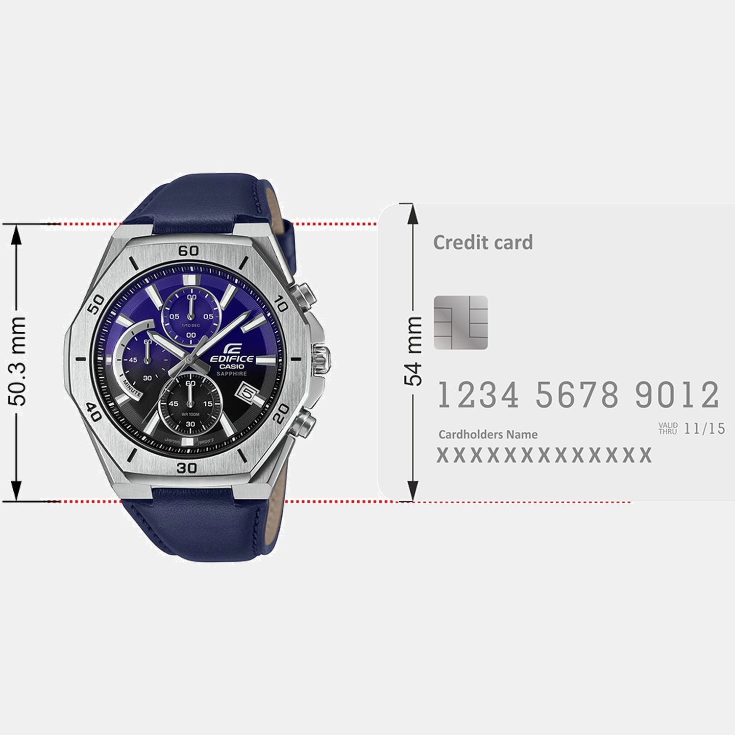 Casio Edifice Men Quartz Black Dial Analog Leather Watch ED646 - view 8
