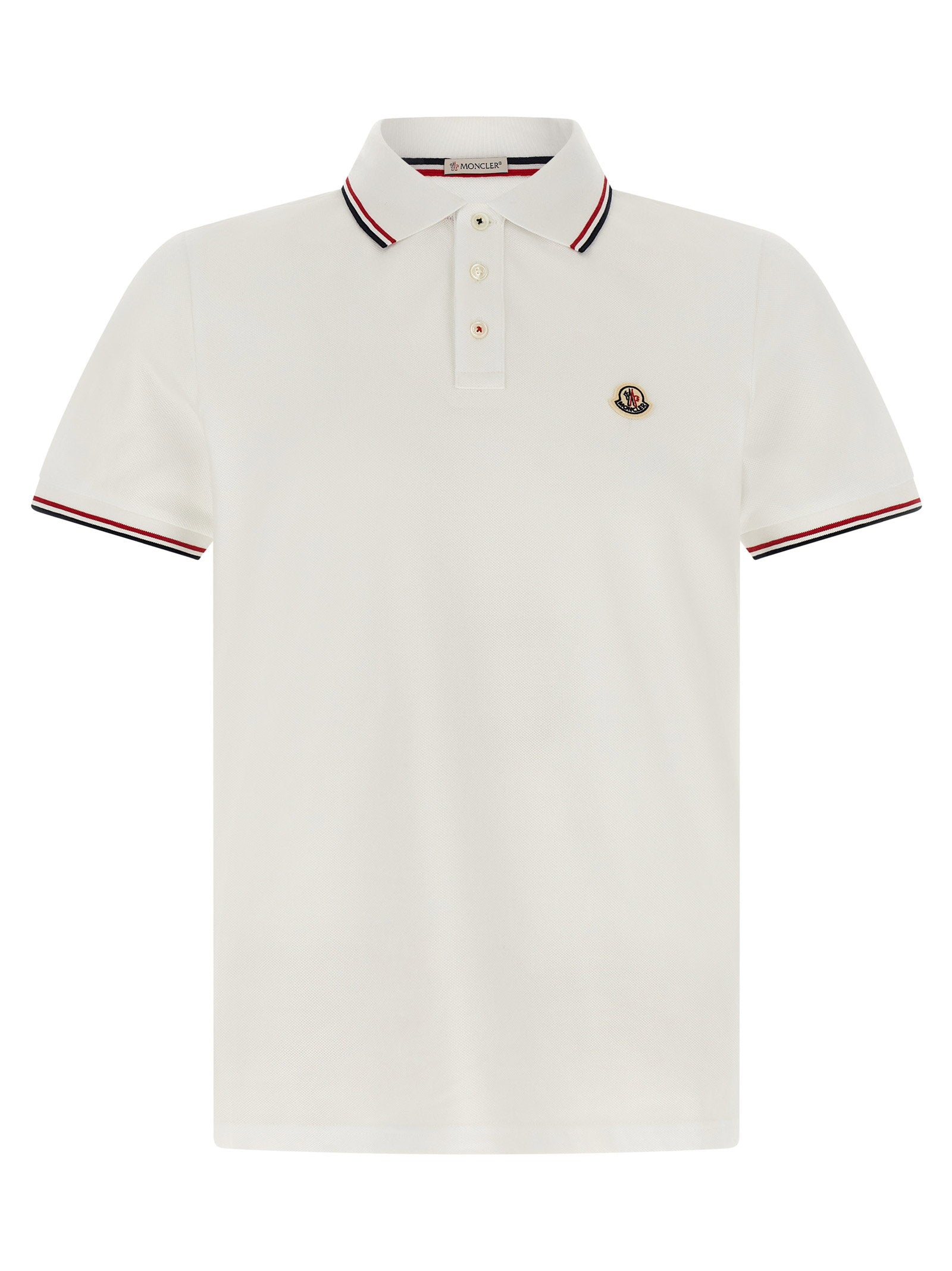 Moncler Tricolor Trim Polo Shirt – 100% cotton