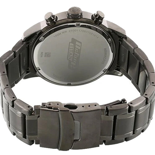 Titan Octane Quartz Chronograph Black Dial Stainless Steel Strap Watch for Men 46mm NT90086KM03 - view 3