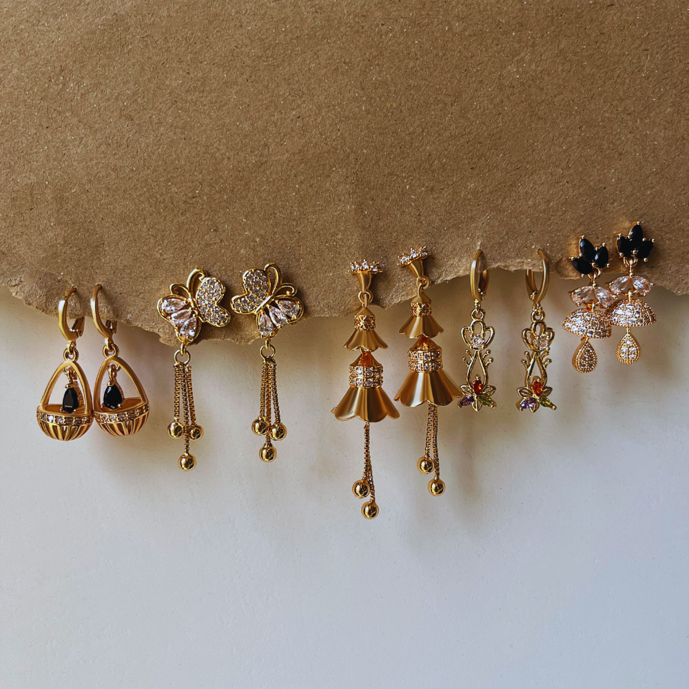 Branta Set of 5 Shimmering Earrings
