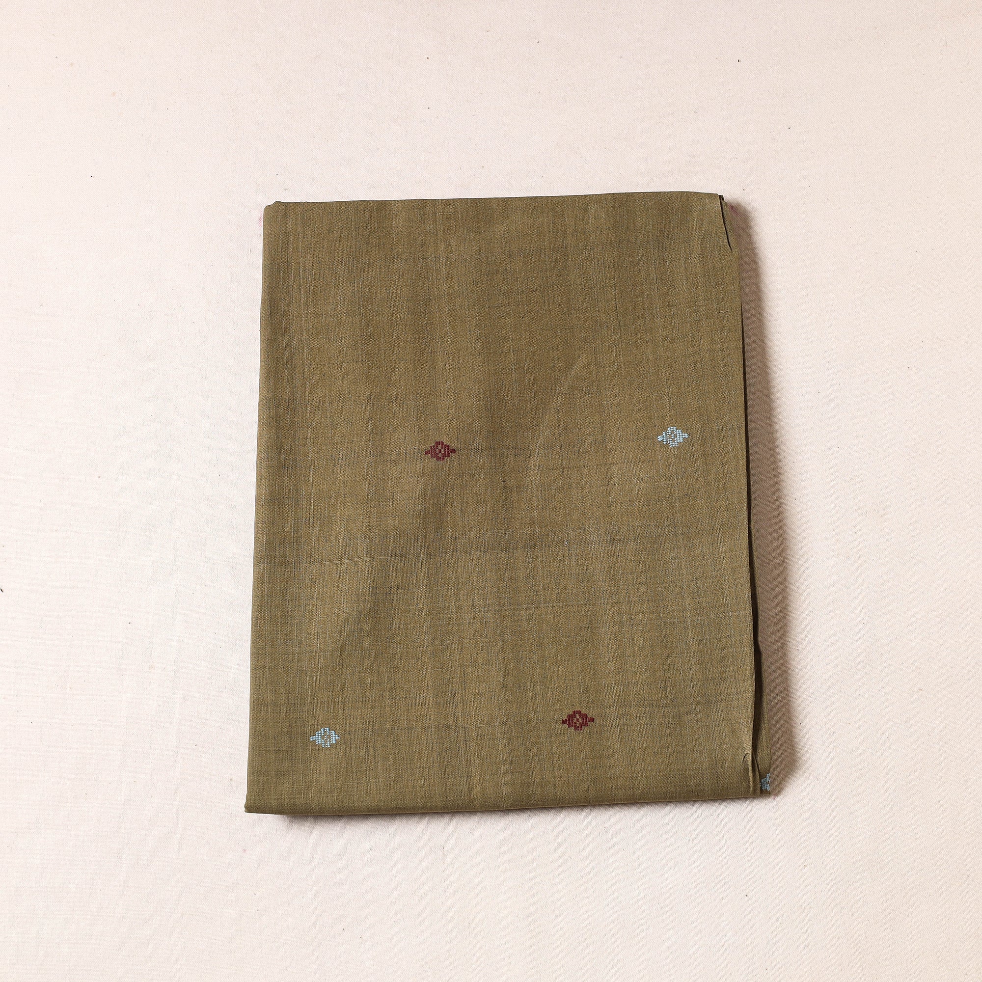 CREYO Brown - Godavari Jamdani Buti Pure Handloom Cotton Precut Fabric (1 Meter)