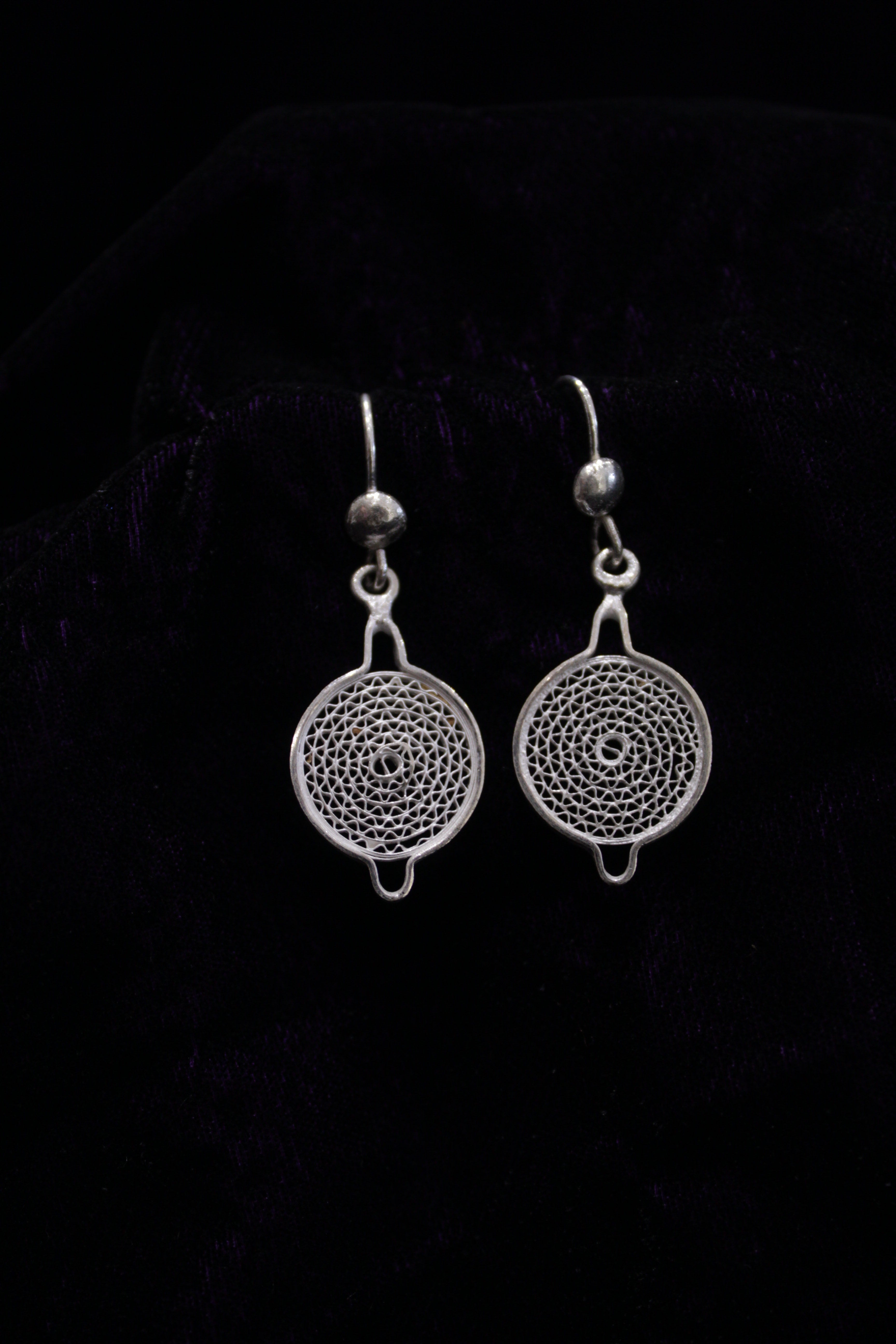Indianvillez Classic Chandbali Silver Filigree Earrings