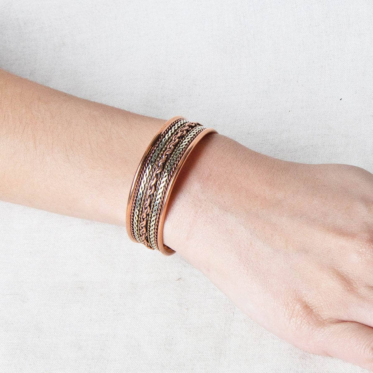 Tiny Rituals Tibetan Handcrafted Twisted Copper Healing Bracelet - view 6