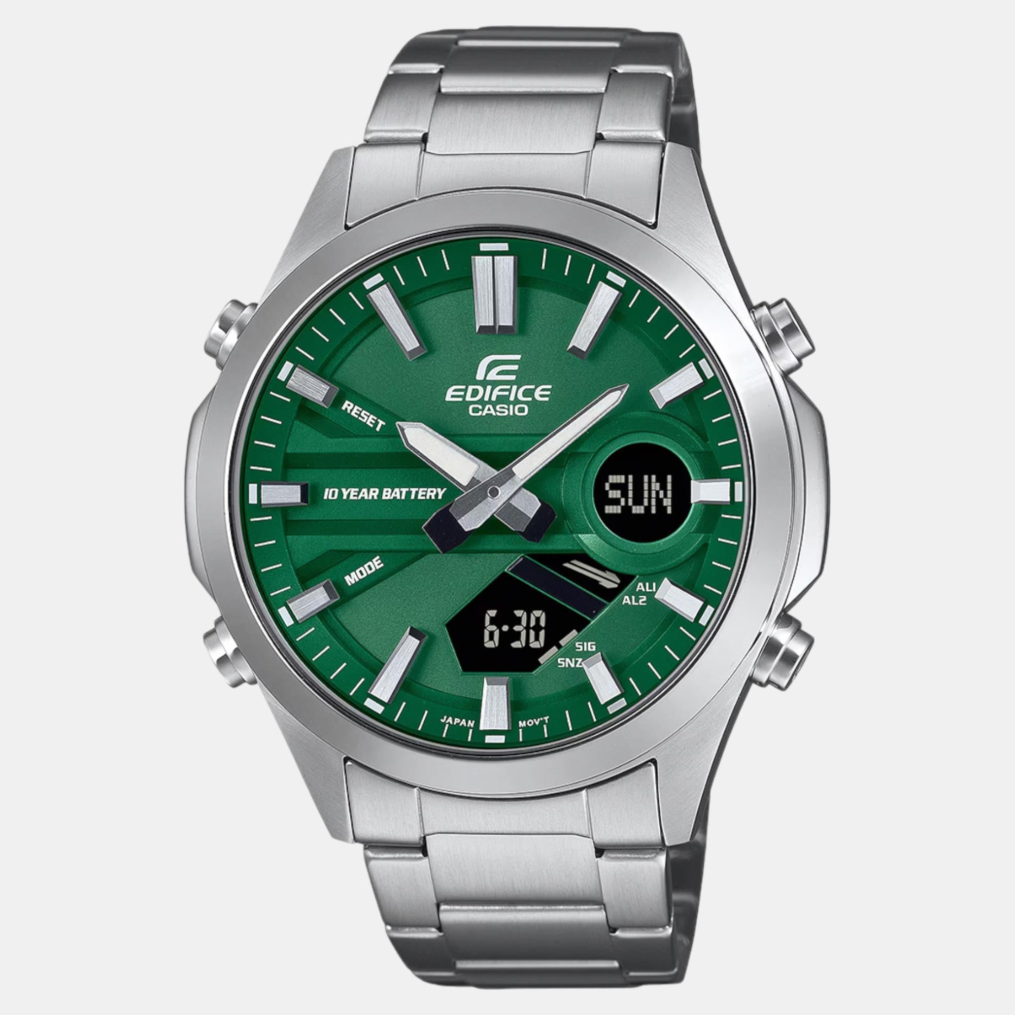 Casio Edifice Men Quartz Green Dial Analog-Digital Stainless Steel Watch ED626