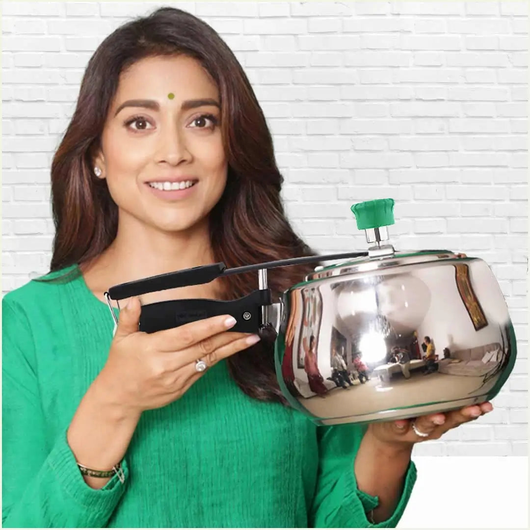 The Indus Valley QuicKooker Stainless Steel Pressure Cooker, Premium Quality, Inner Lid, Tri-ply (3 Layer) Heavy Bottom, 100% Safe, ISI Certified, 5 Y