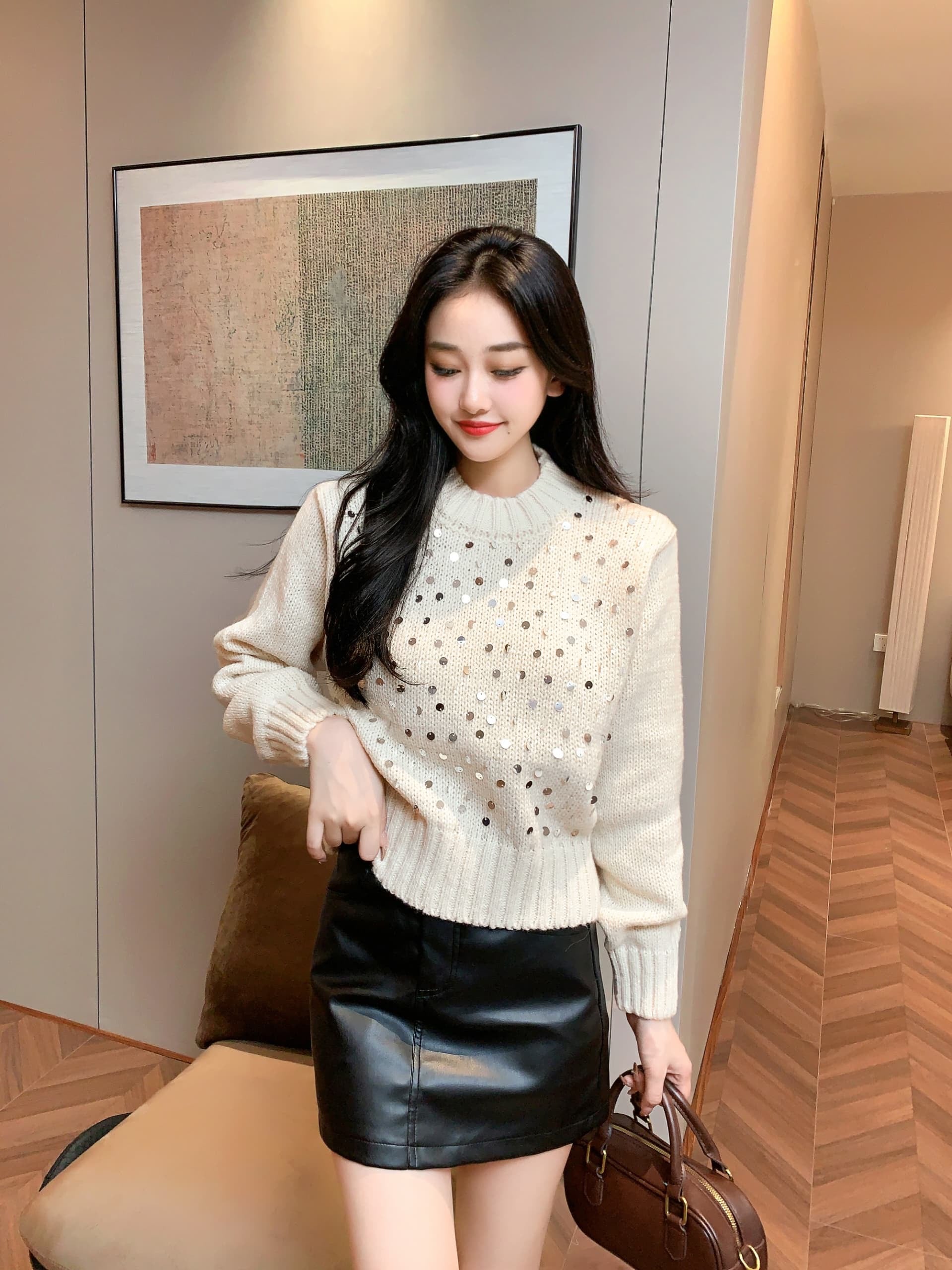 Alamode By Akanksha Adele Statement Woolen Sweater with Sequin Detail