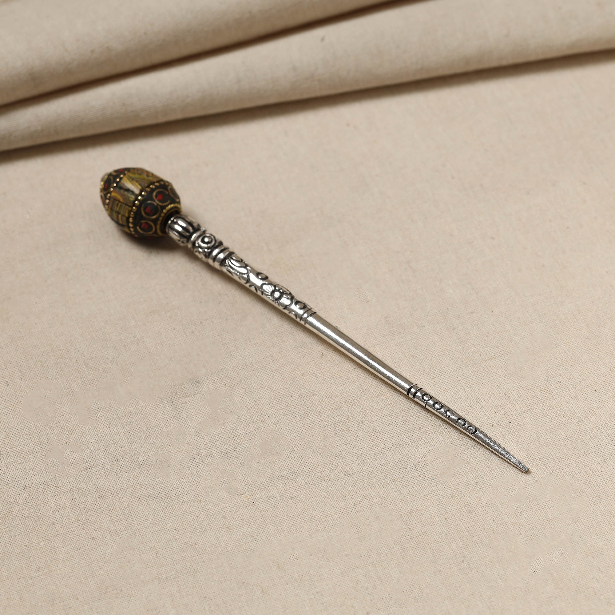 WHITE RIVER STORIES Antique Finish Oxidised German Silver Juda Stick